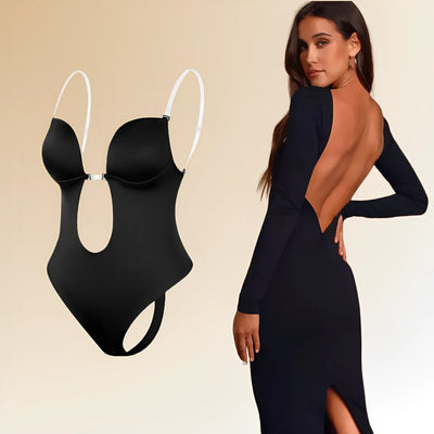 Body damskie – dopasowany krój – odkryte plecy z wycięciami – regulowane ramiączka – miękka, elastyczna tkanina